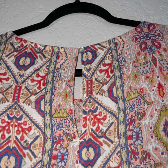 New Rachel Zoe White Aztec Printed Linen Tank Dress Size Large - Picture 7 of 7